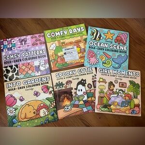 Set of Cute Adult Coloring Books